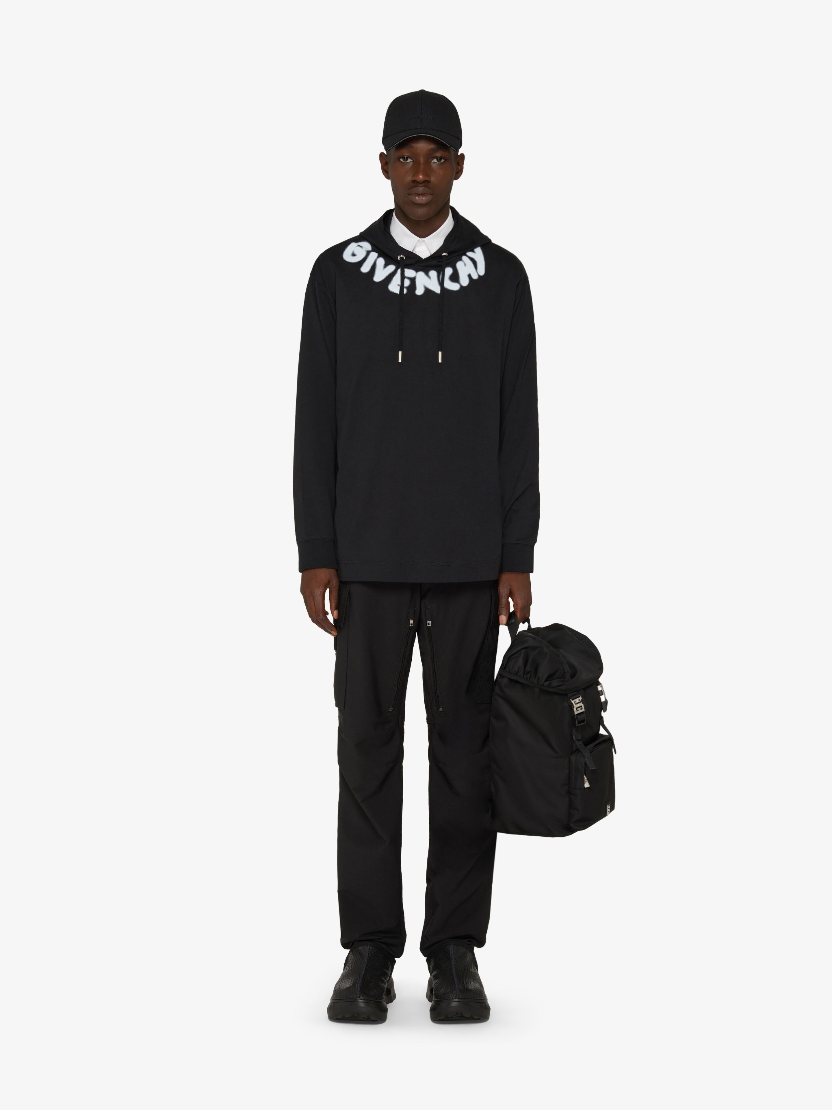GIVENCHY OVERSIZED HOODED T-SHIRT WITH TAG EFFECT PRINTS - 2