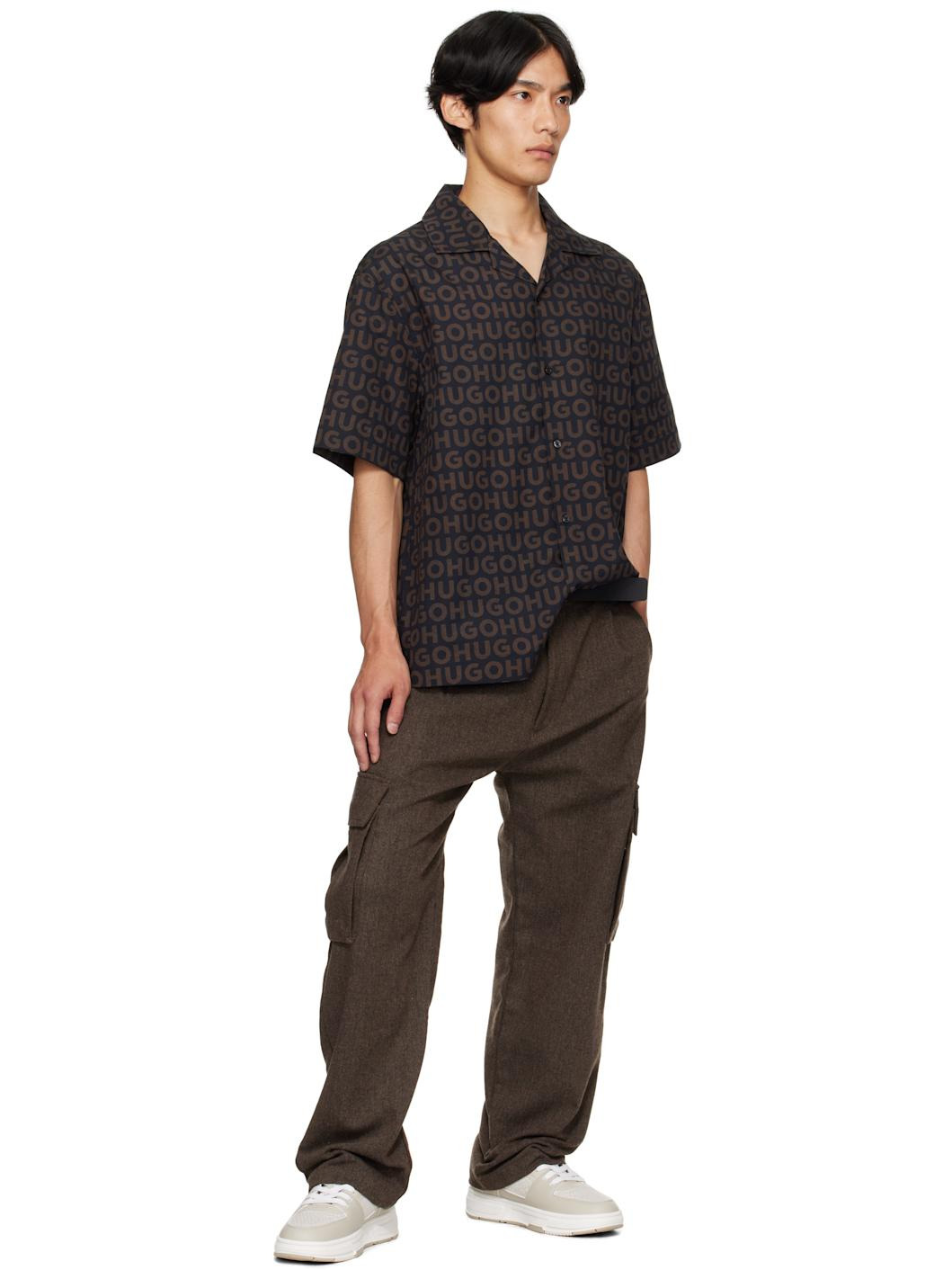 Black & Brown Oversize-Fit Printed Cotton Poplin Shirt - 4