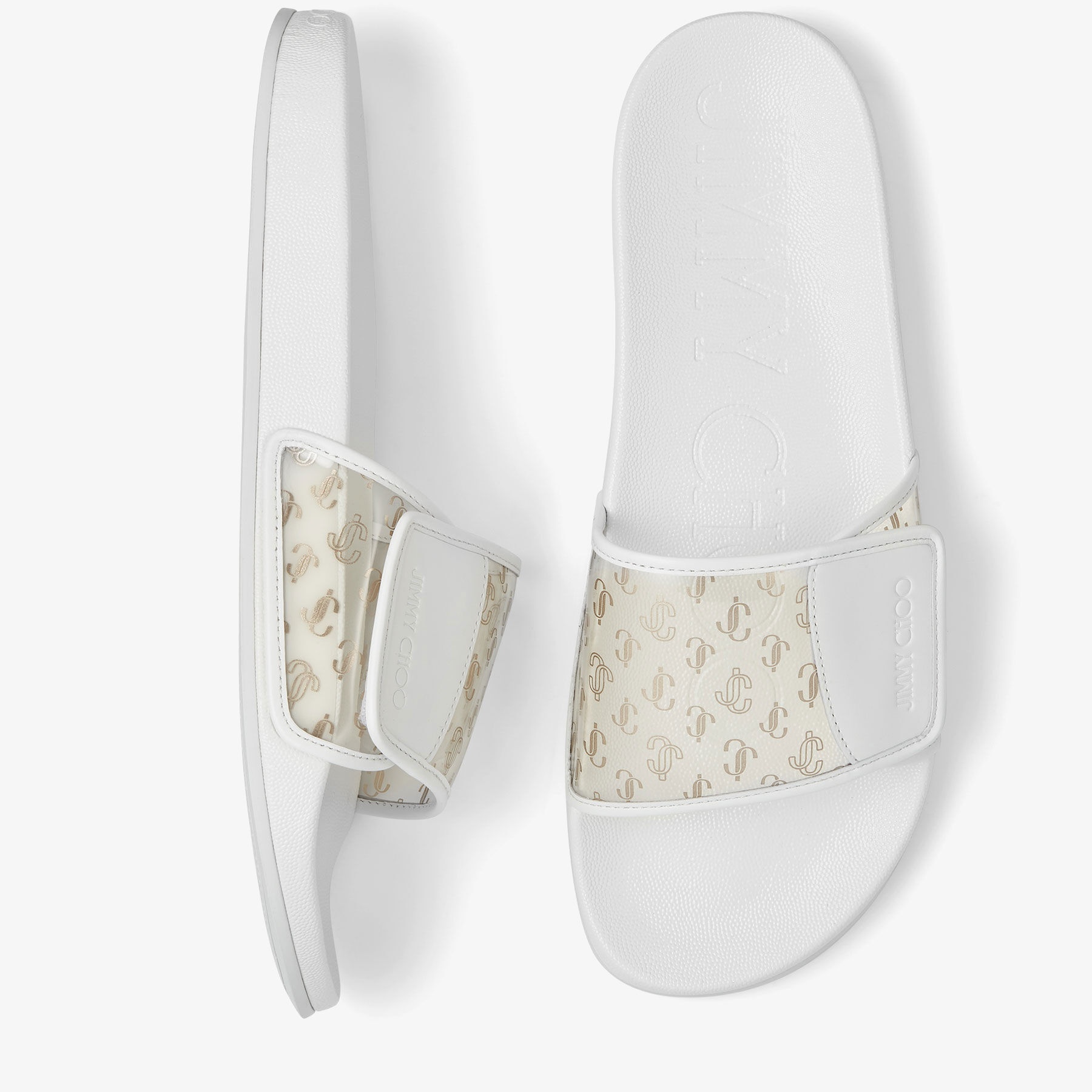Fitz/M
Clear JC Plexi and White Leather Slides - 5