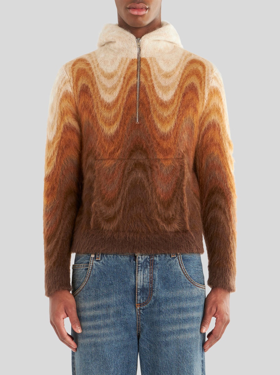 SWEATSHIRT WITH KNITTED HOOD IN JACQUARD - 2