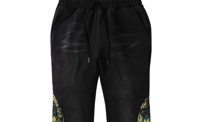 WHO DECIDES WAR Rhinestone Sweatpants "Faded Black" outlook