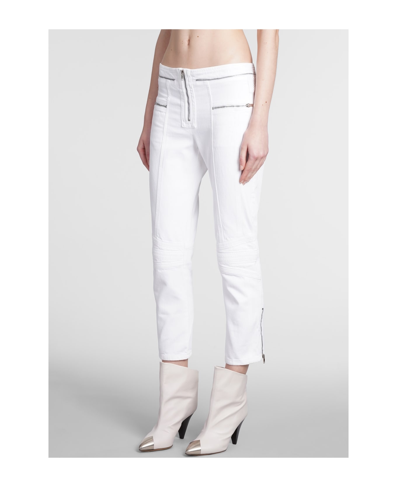 White Cotton Denim Loma Pants - 4