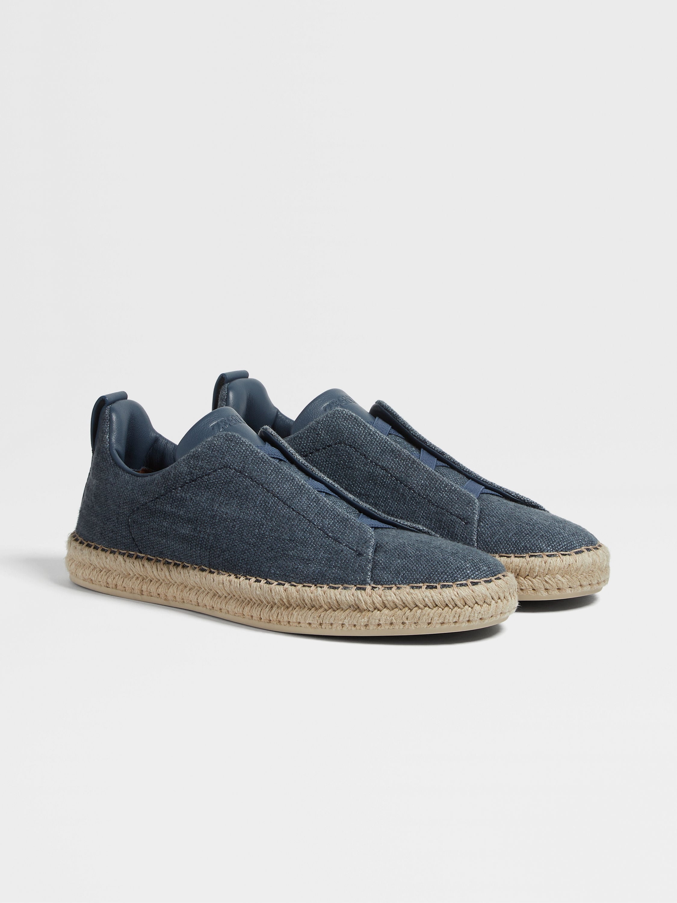 BLUE LINEN BLEND TRIPLE STITCH™ ESPADRILLES - 1