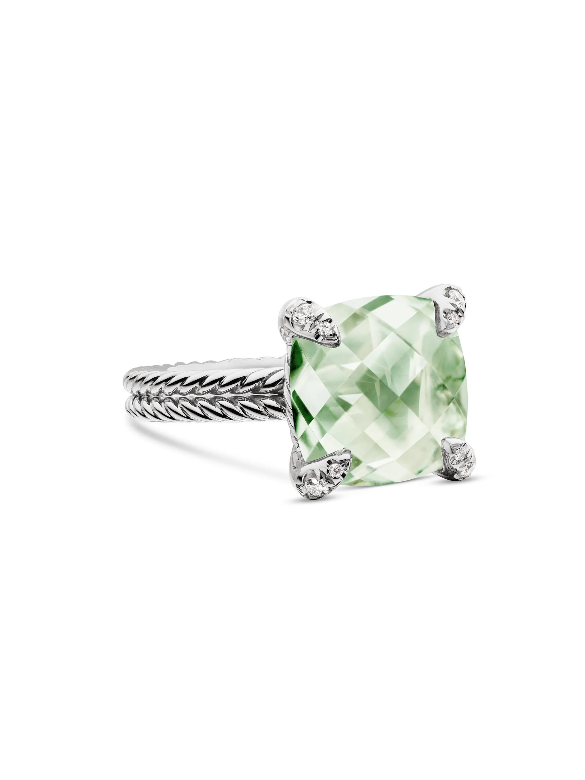 Women's Chatelaine Ring in Sterling Silver - Prasiolite - 1