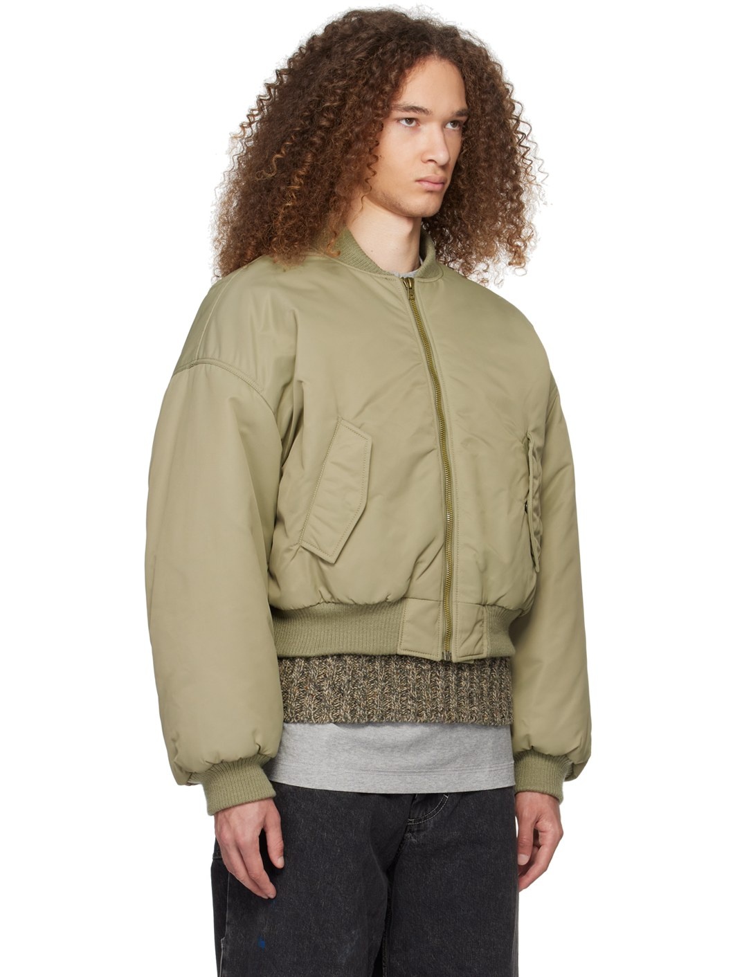 Green Puff Bomber Jacket - 2