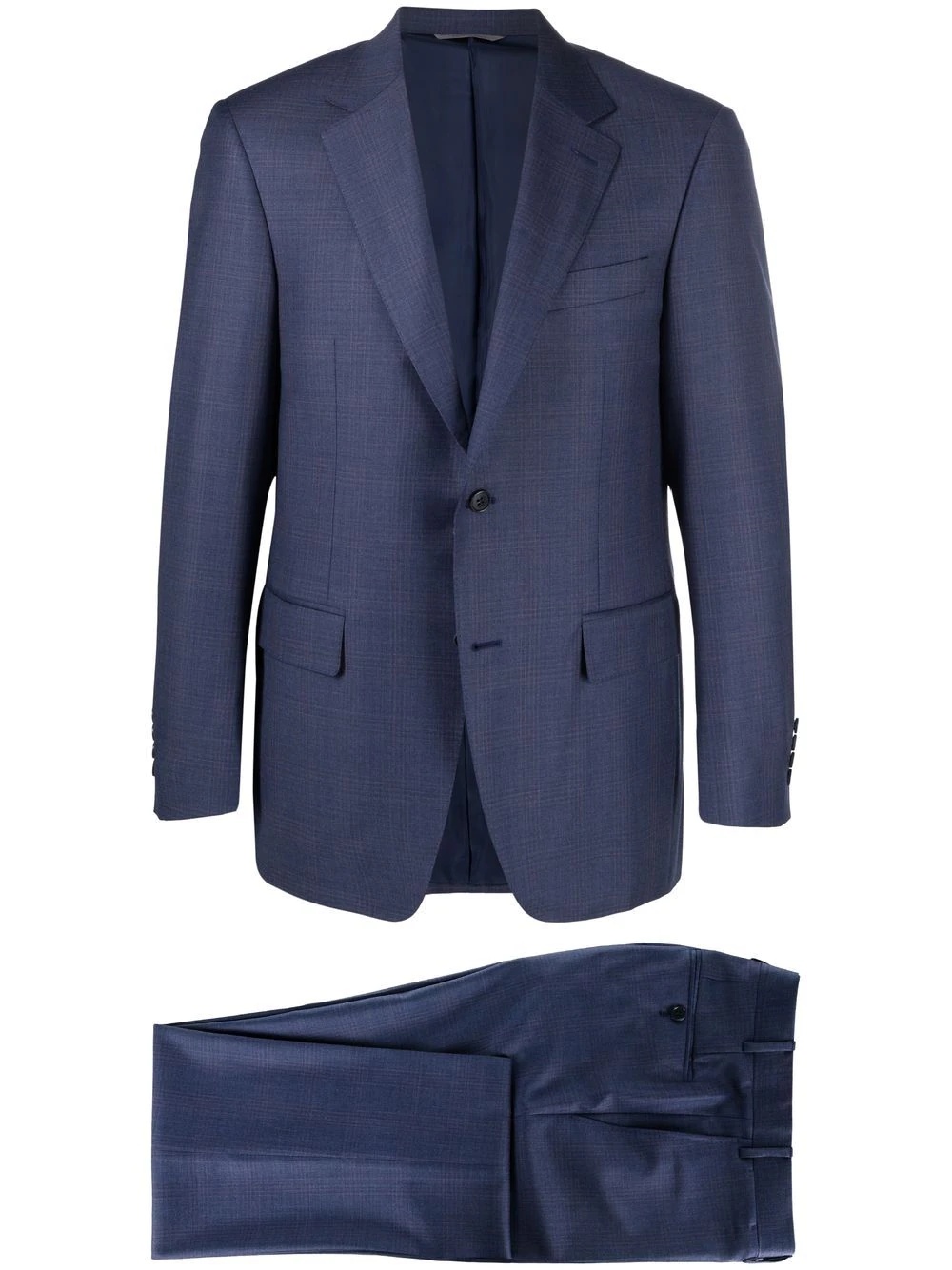 check-pattern single-breasted wool suit - 1