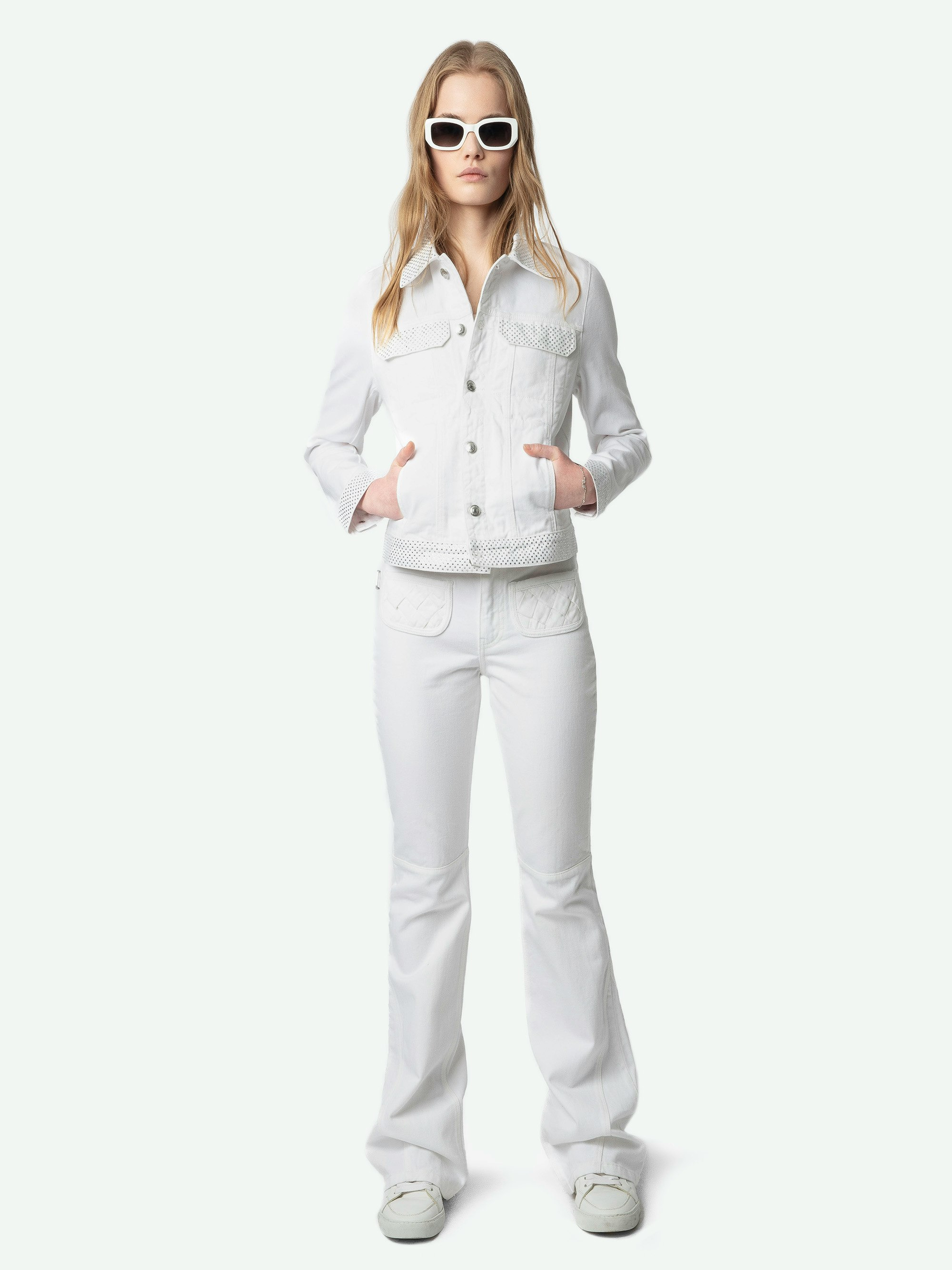 Kioky Womens White Denim Jacket - 2