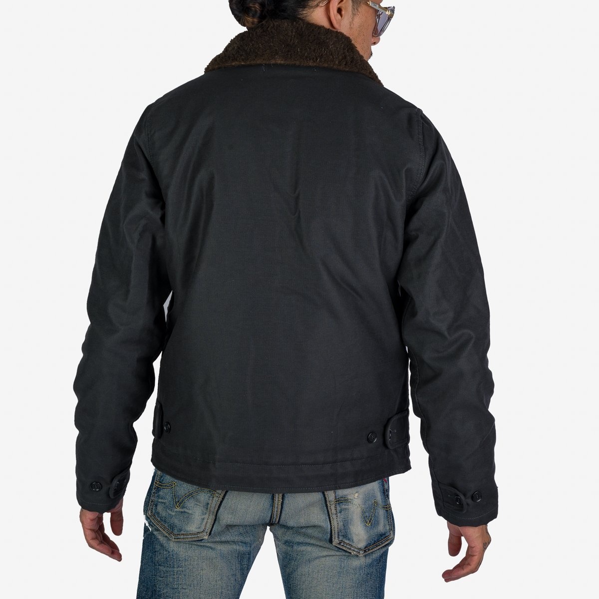 IHM-37-BLK Oiled Whipcord N1 Deck Jacket - Black - 4