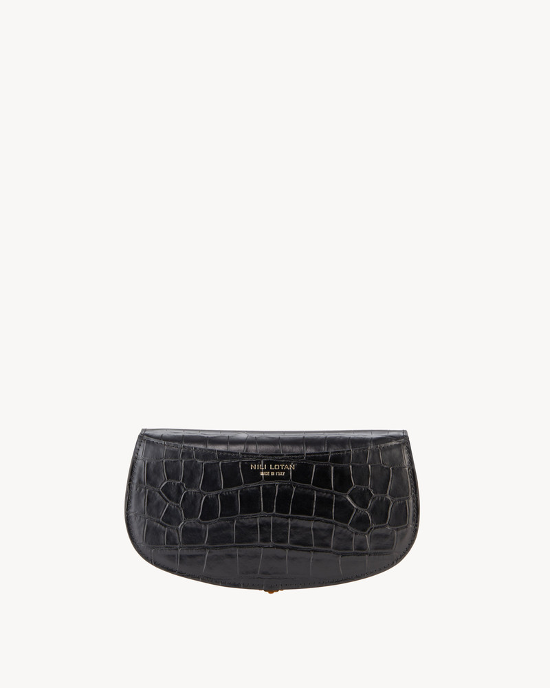 LA LUNE EMBOSSED CROC CLUTCH 5