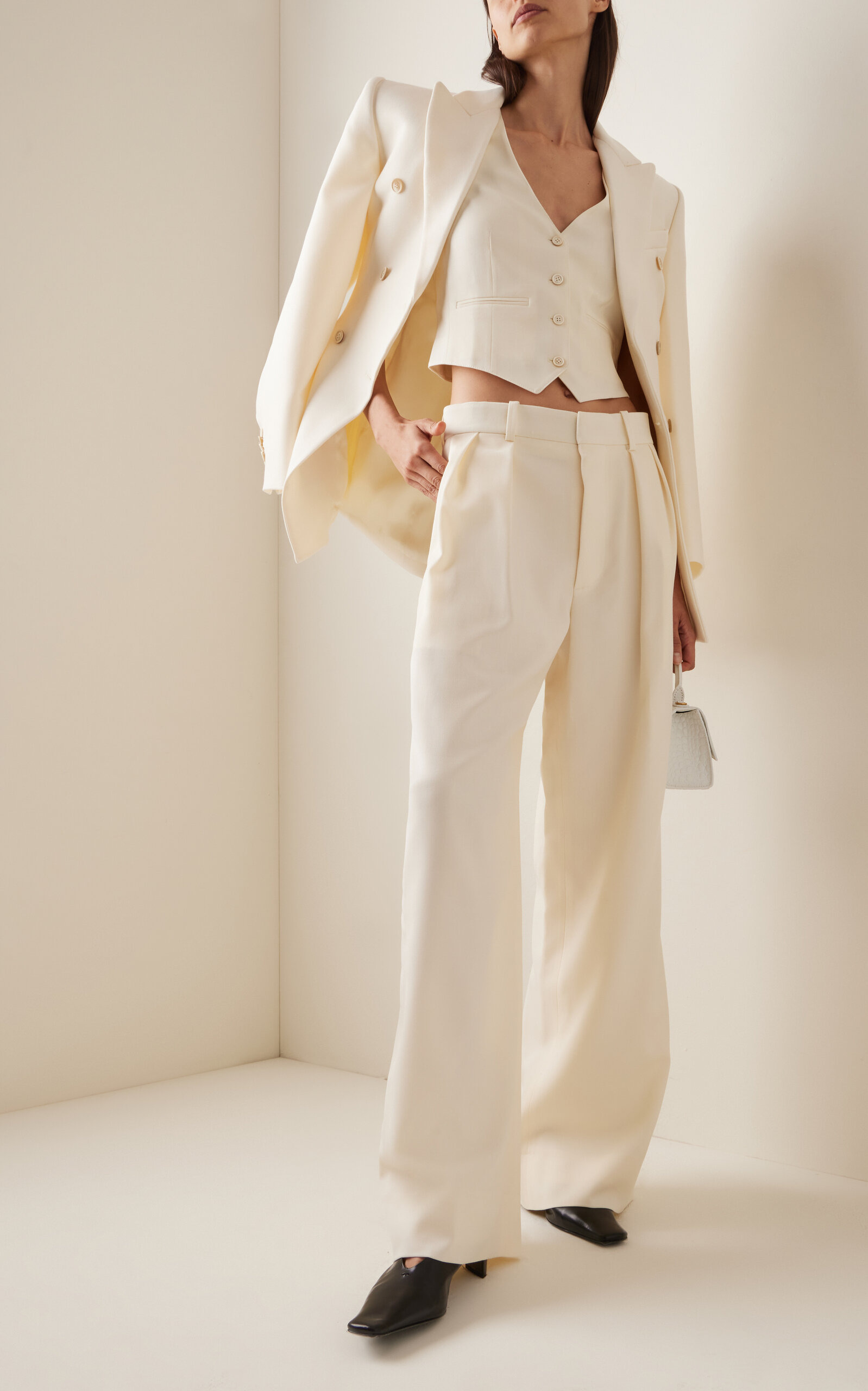 Cropped Wool Vest white - 3