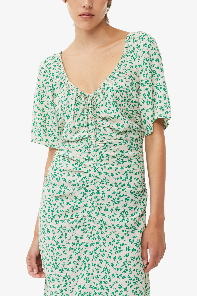 PRINTED CREPE U-NECK MIDI DRESS 5