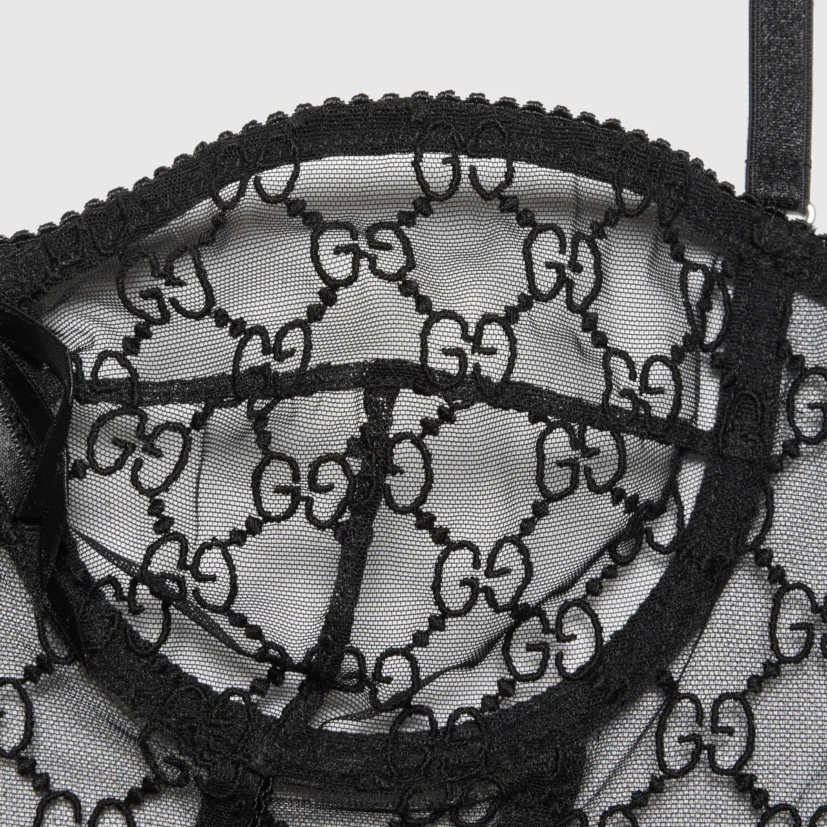 GG embroidered tulle bralette - 4
