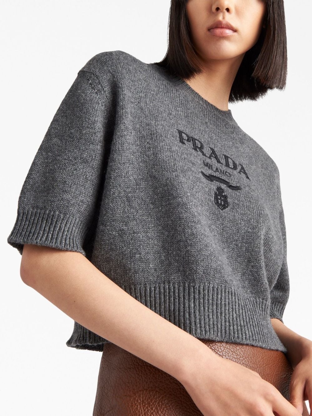 logo-embroidered knit top - 4