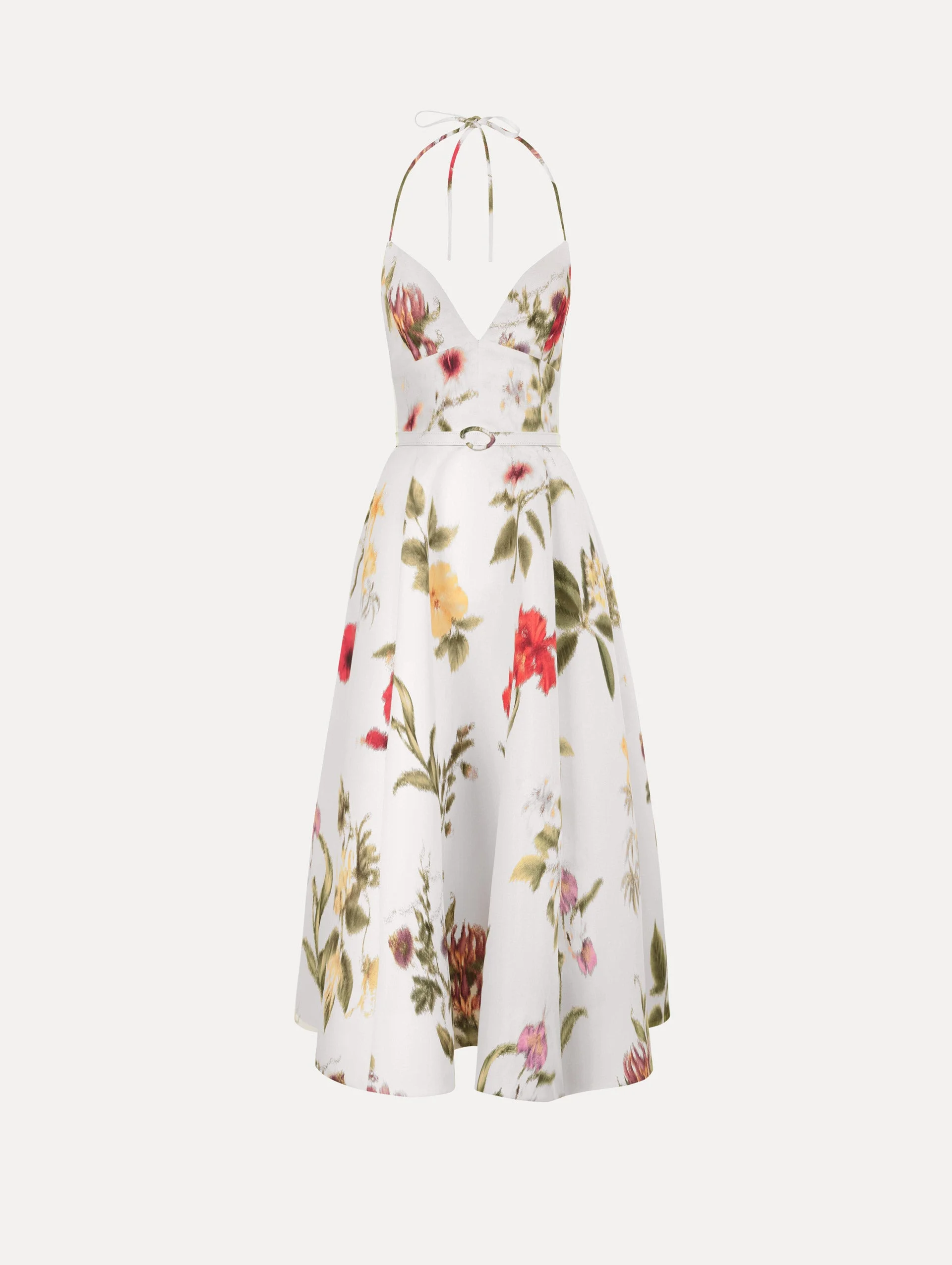 CHINÉ DOMINICAN MIXED-FLORAL FAILLE COCKTAIL DRESS - 1