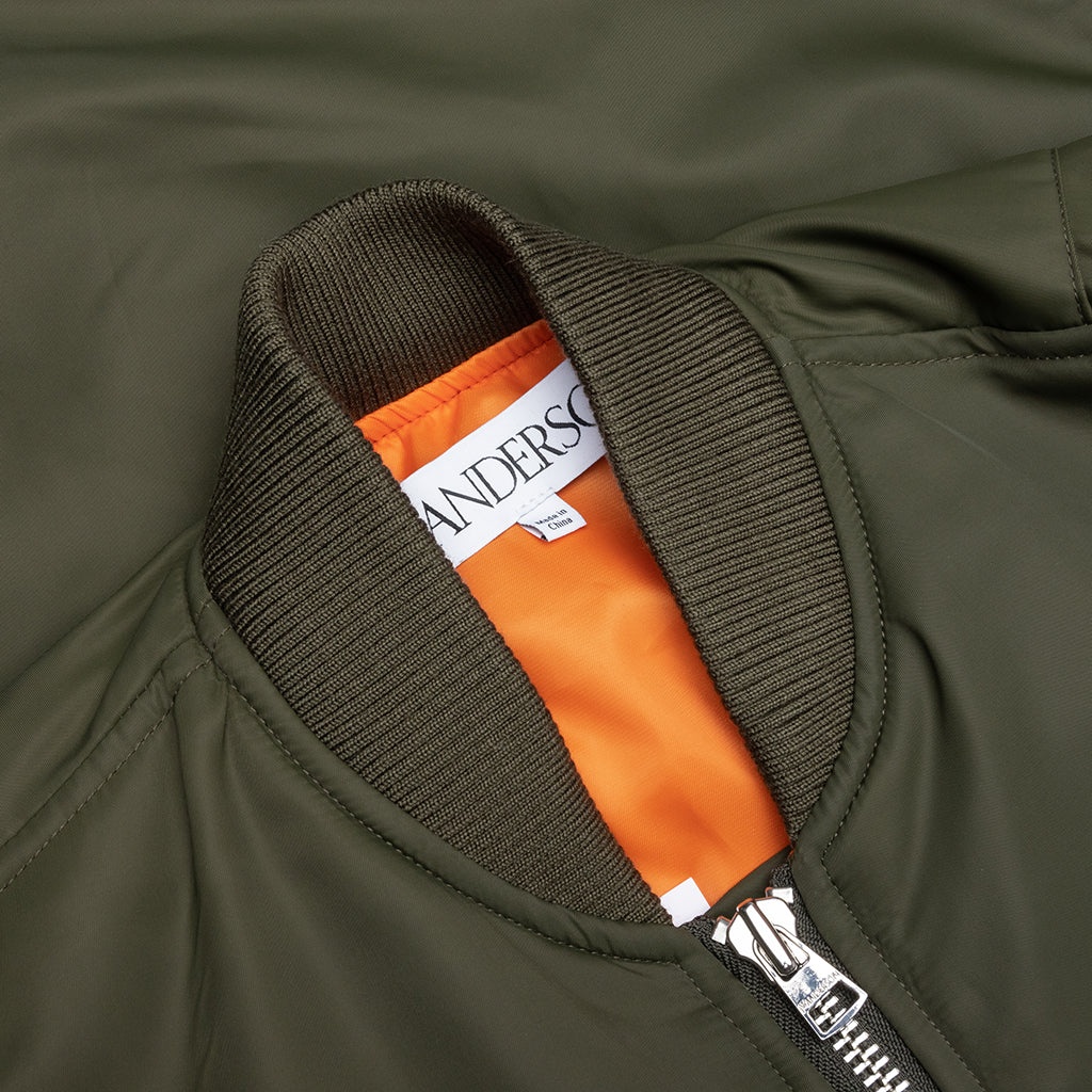 OVERSIZED CURVED HEM BOMBER JACKET - OLIVE - 3