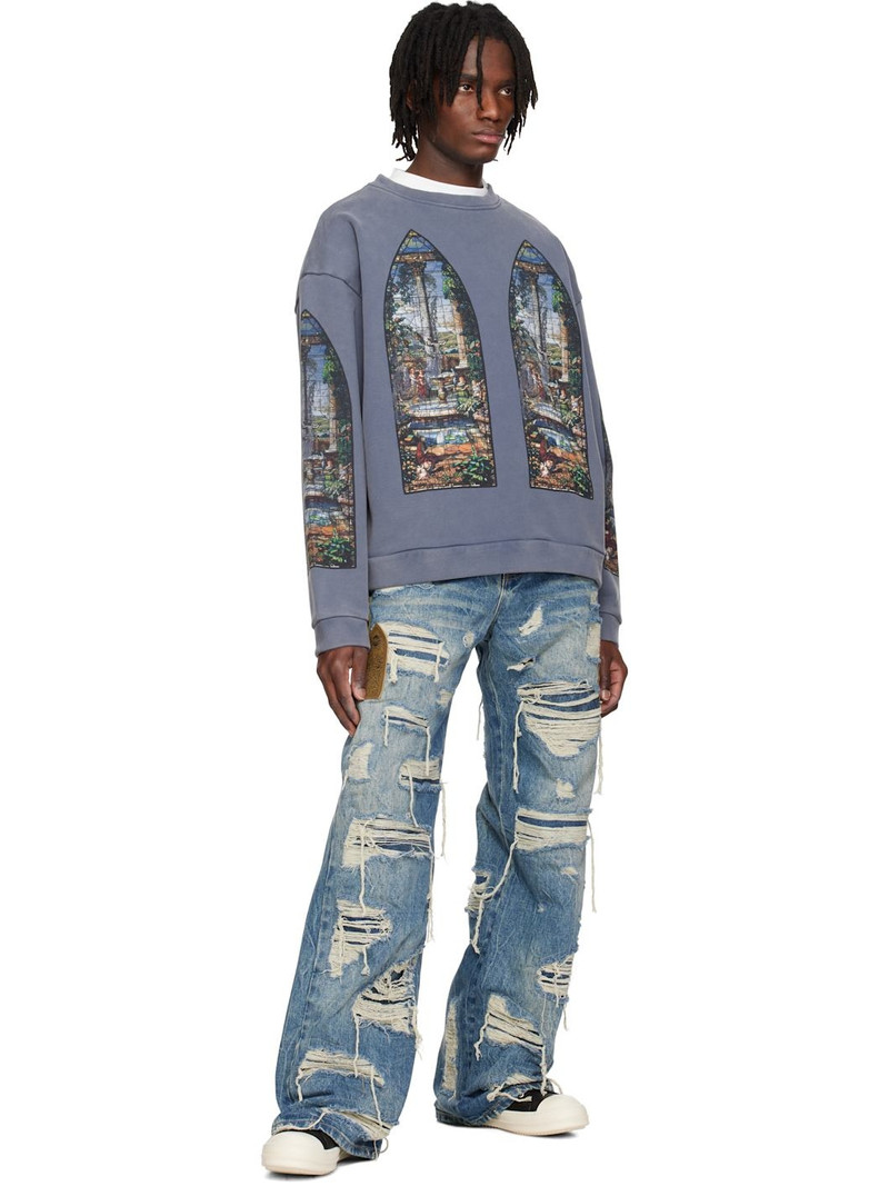 WHO DECIDES WAR Blue Side Patch Relaxation Jeans outlook