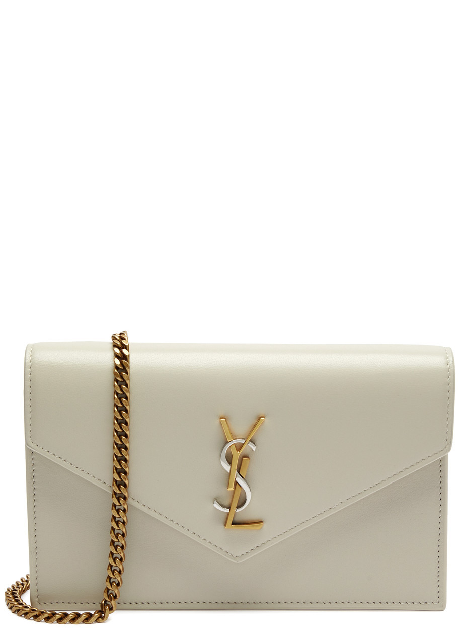 Saint Laurent Envelope Leather Wallet on Chain, Leather Wallet, White - 1