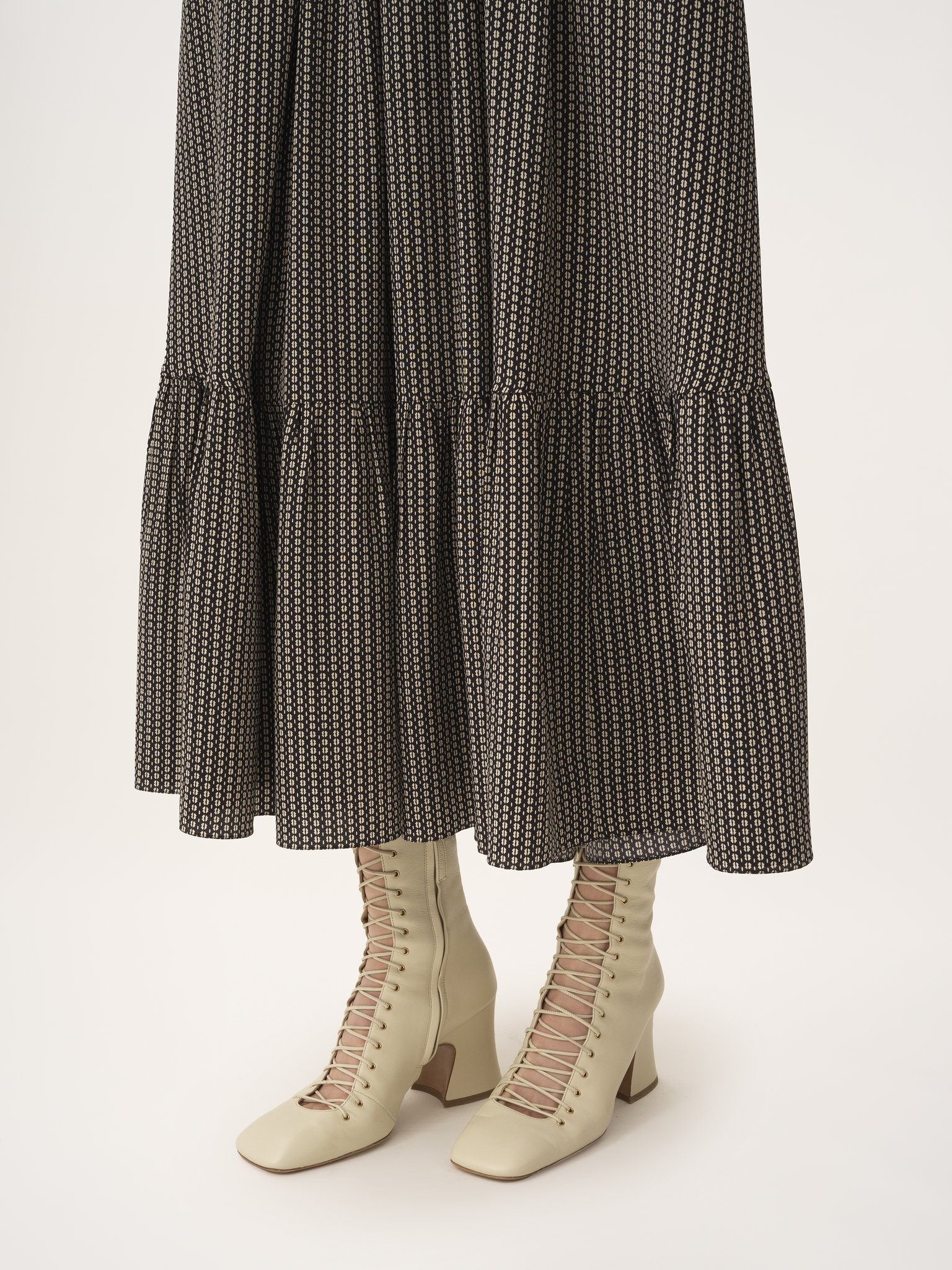 GATHERED MIDI SKIRT IN CRÊPE DE CHINE - 7