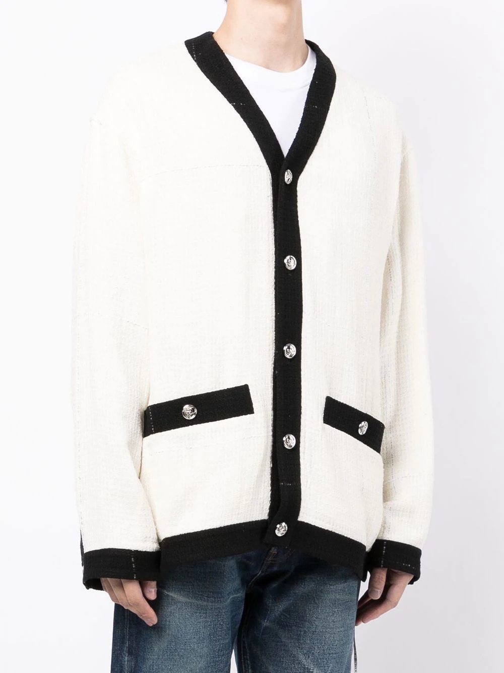 embroidered-logo cardigan - 3