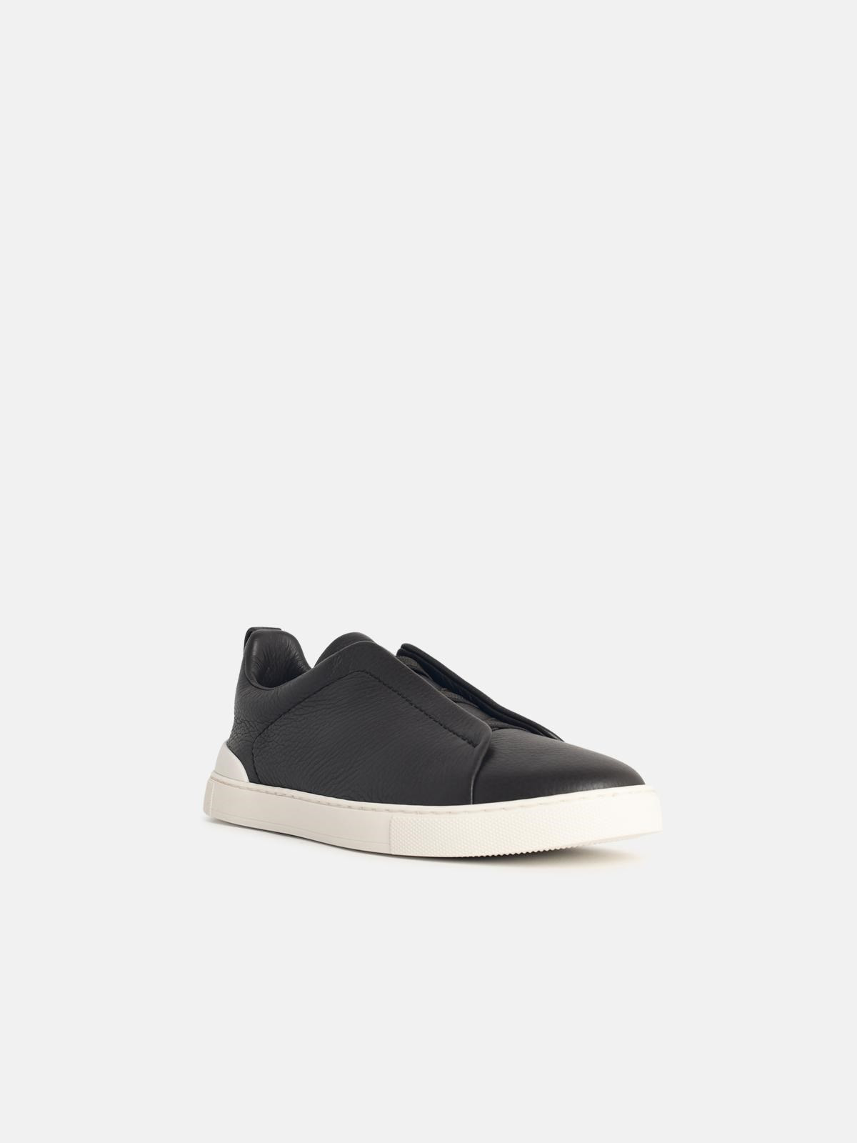 'TRIPLE STITCH' BROWN LEATHER SNEAKERS - 2