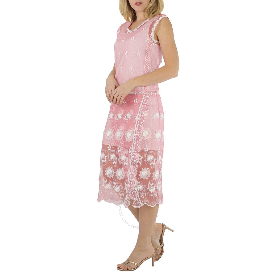 Burberry Ladies Sleeveless Chantilly Lace Embroidered Tulle Dress - 2