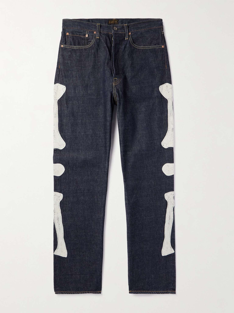Mexican Tuxedo Okagilly Slim-Fit Crochet-Trimmed Jeans - 1