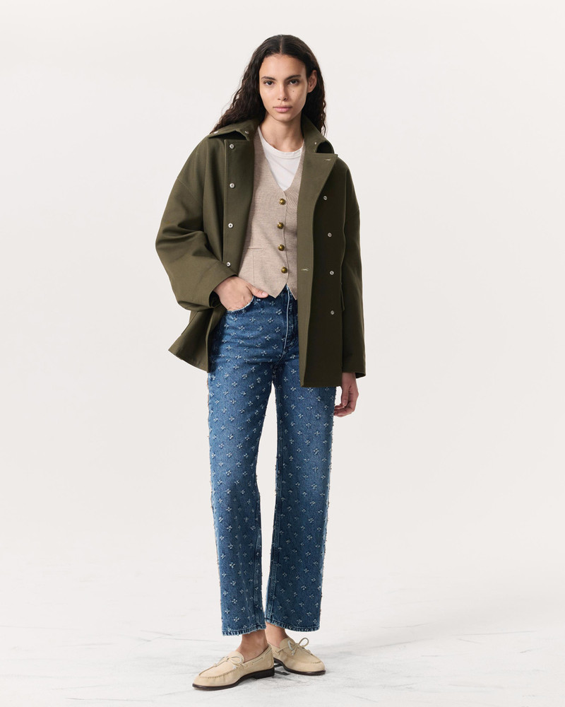 Shea Textured Ankle-Length Relaxed Straight Jeans Lightweight Rigid Denim 2