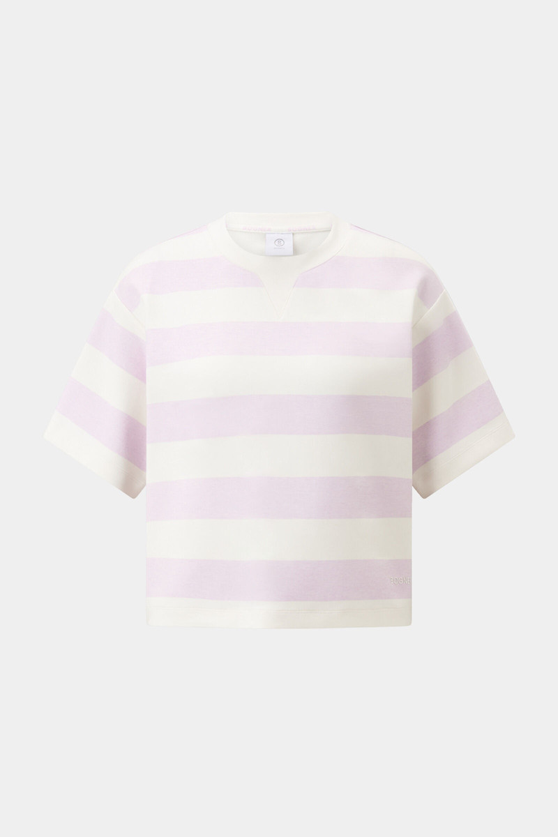 Stacey short-sleeved sweater in Lilac/Off-White 1