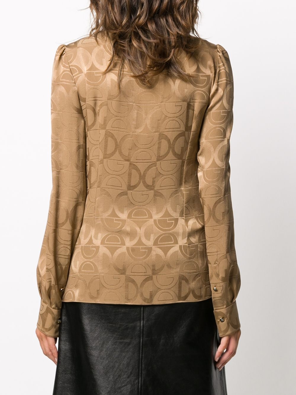 pussy bow DG-logo jacquard shirt - 4