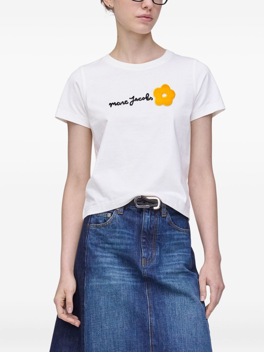 logo flower appliqué tee - 4