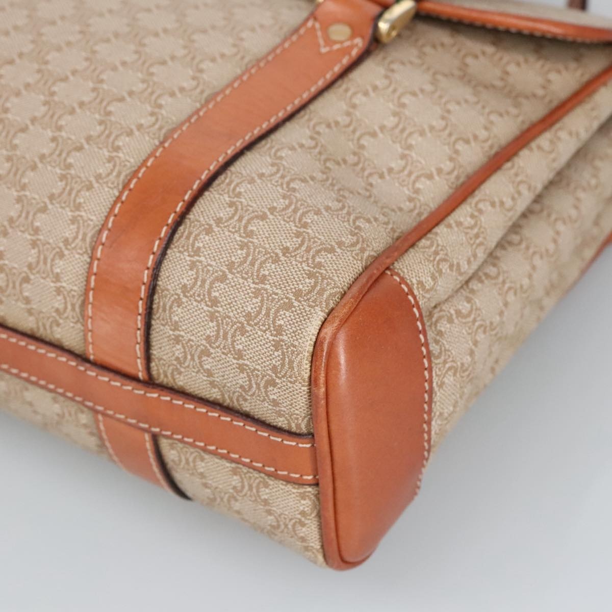 CELINE Macadam Canvas Hand Bag Beige Gold - 9