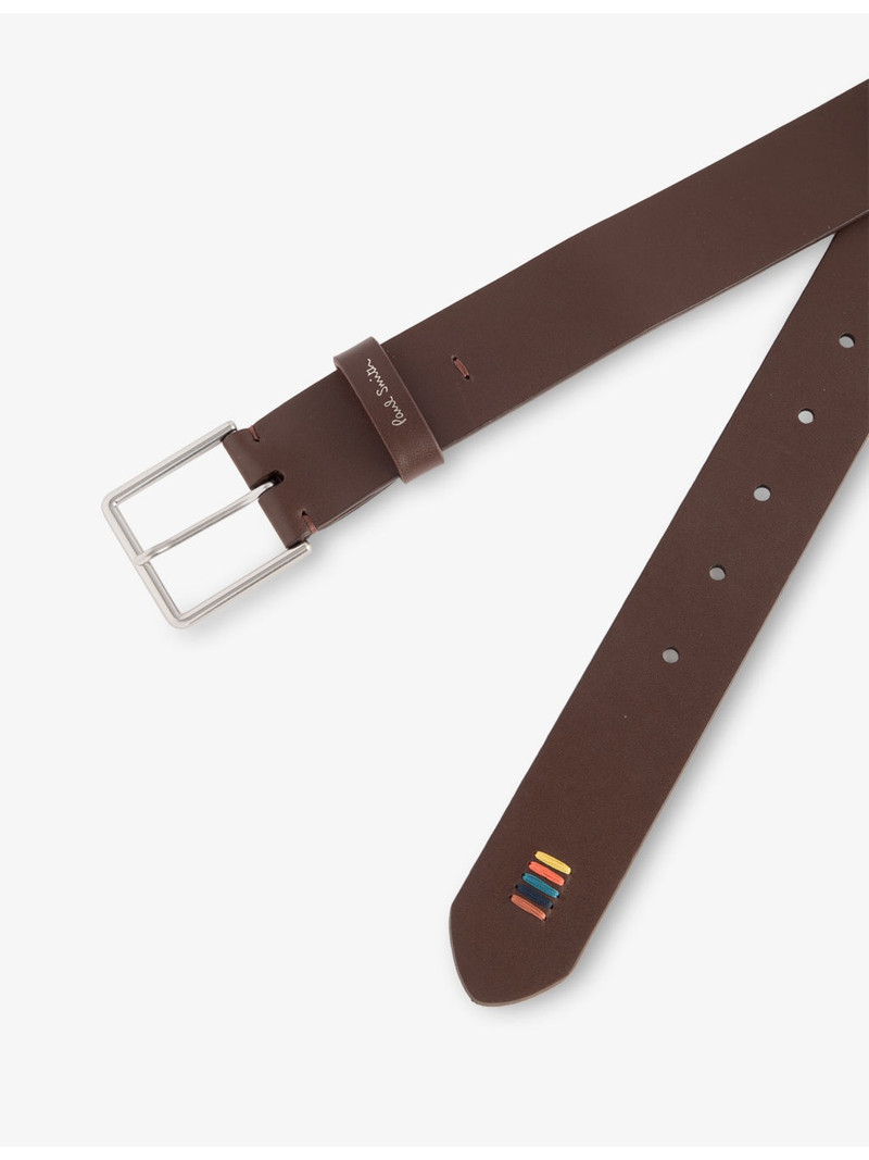 Paul Smith Branded Rainbow-Stitch Leather Belt outlook