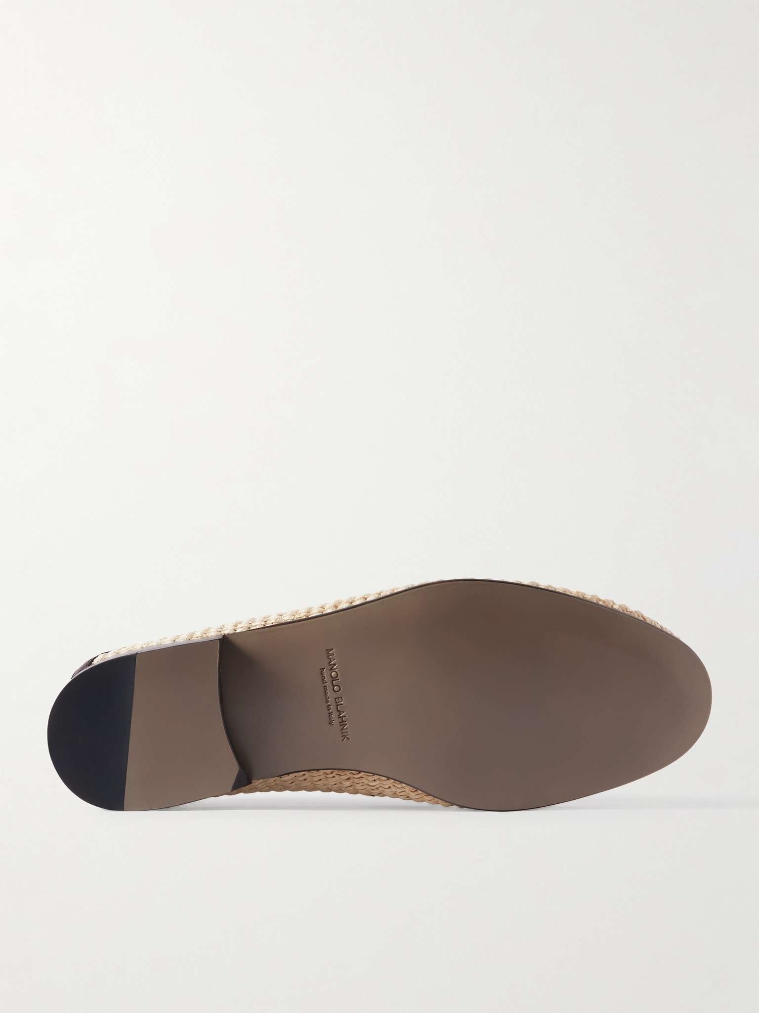 Padstow Collapsible-Heel Leather-Trimmed Raffia Loafers - 3