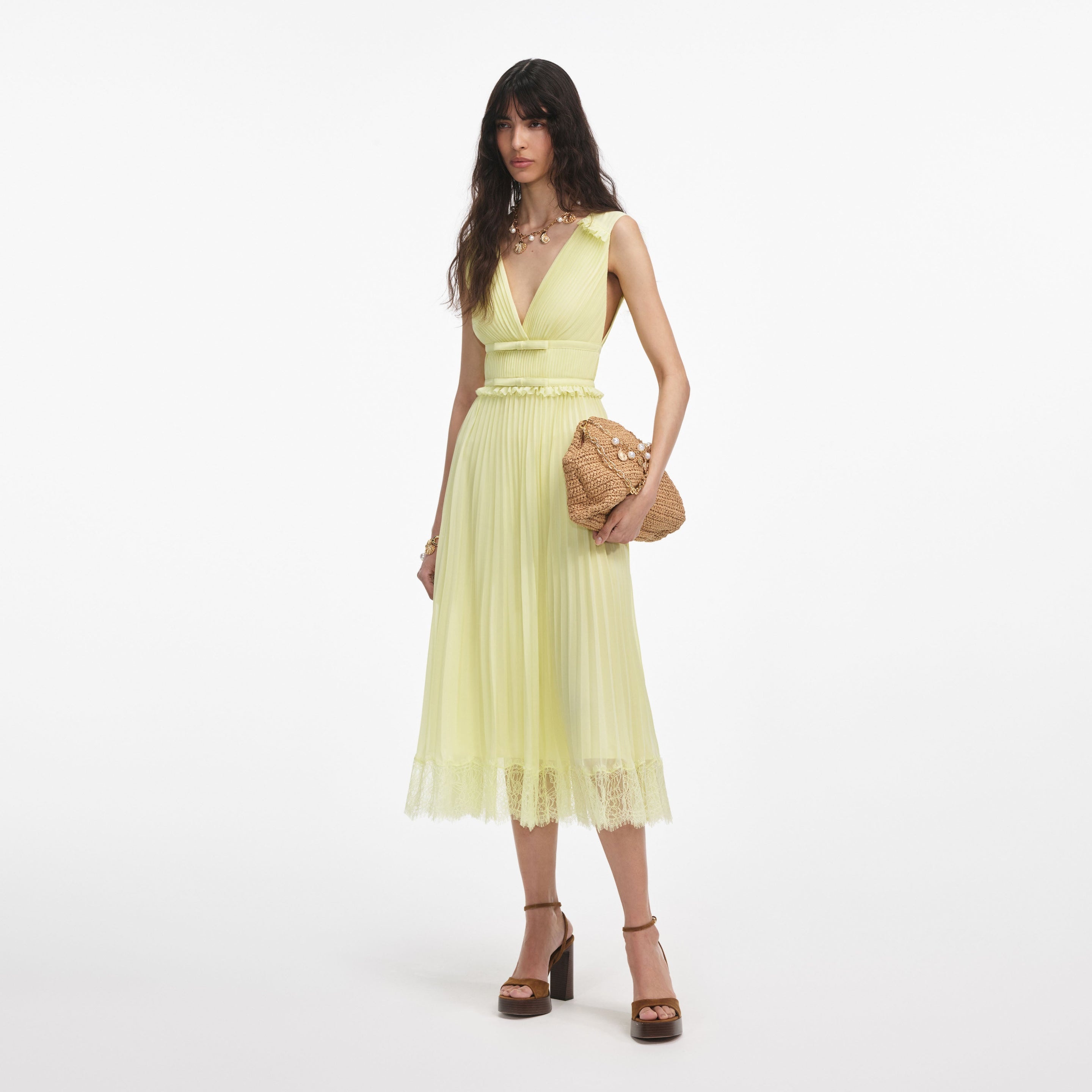 Yellow Chiffon Midi Dress - 2