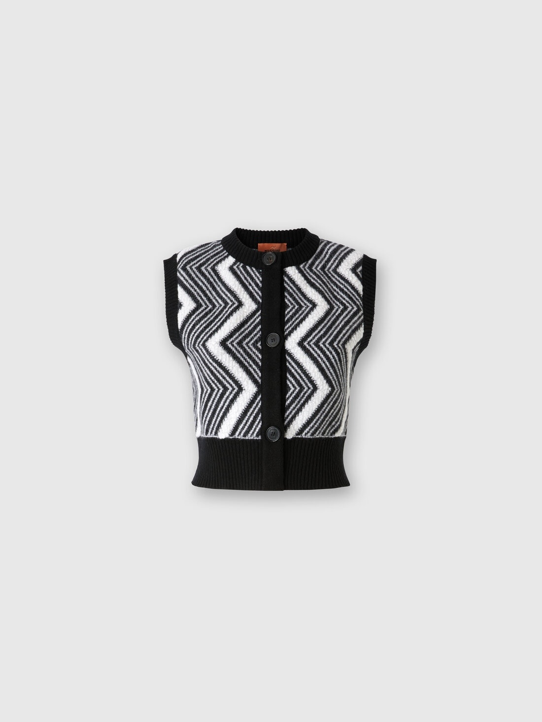 Wool bolero with buttons and terrycloth stitch chevron - 1