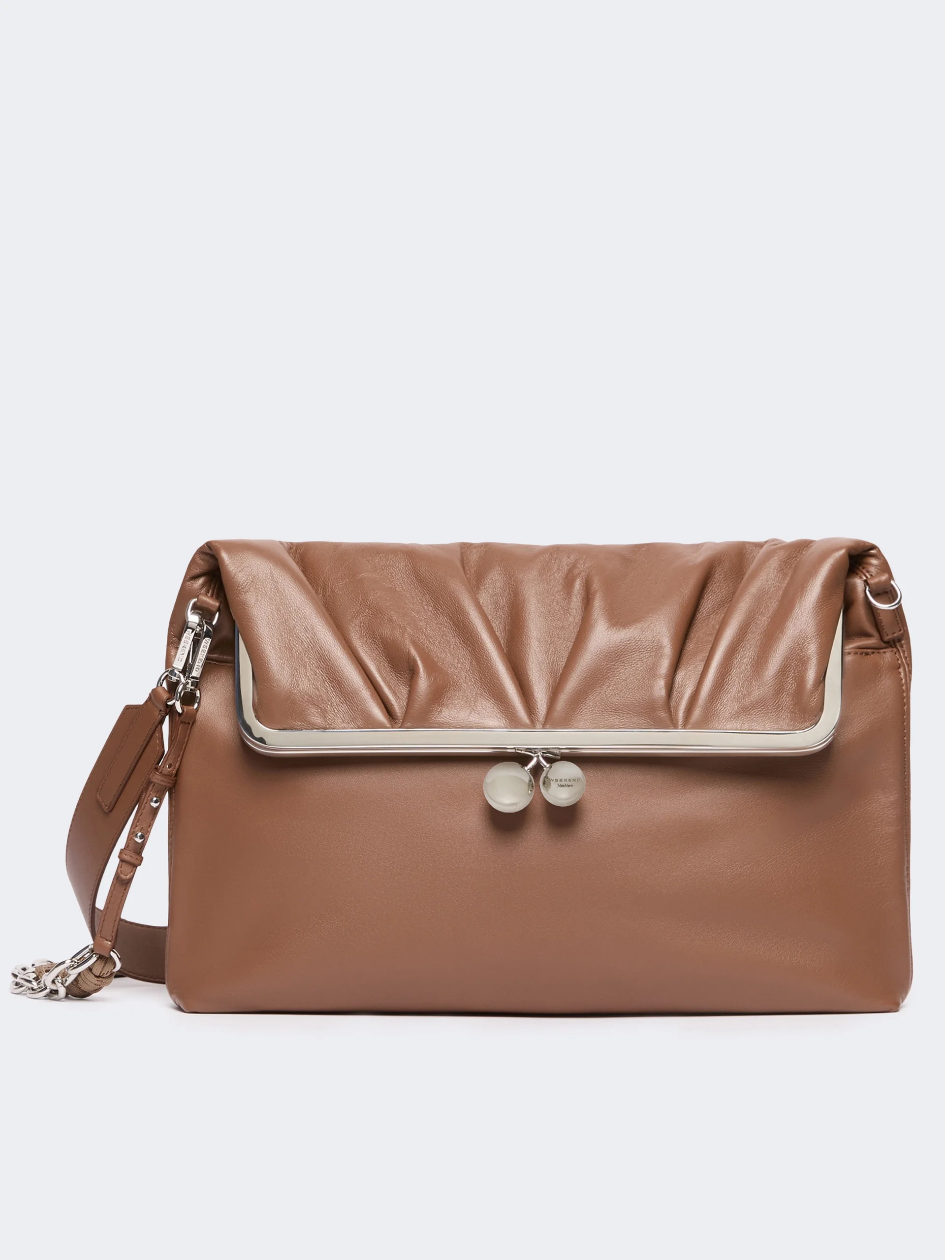 SLALOM Clutch-style sheepskin Pasticcino Bag - TOBACCO - 1