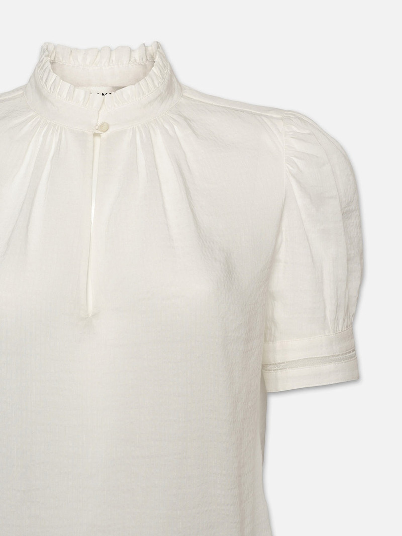Ruffle Collar Inset Lace Top in White 3