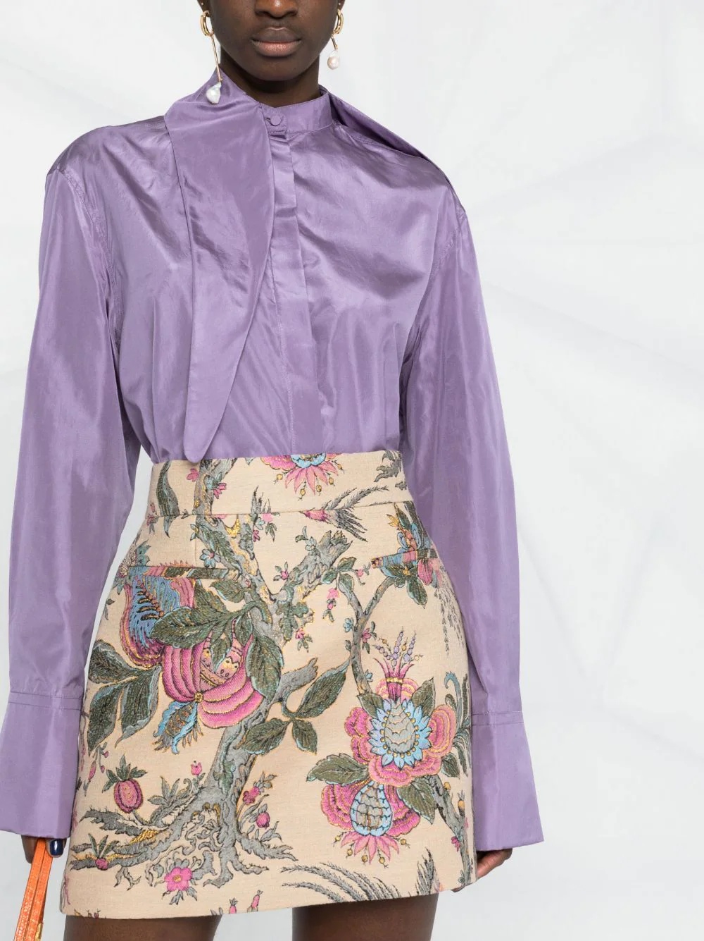 tied-neck silk shirt - 3