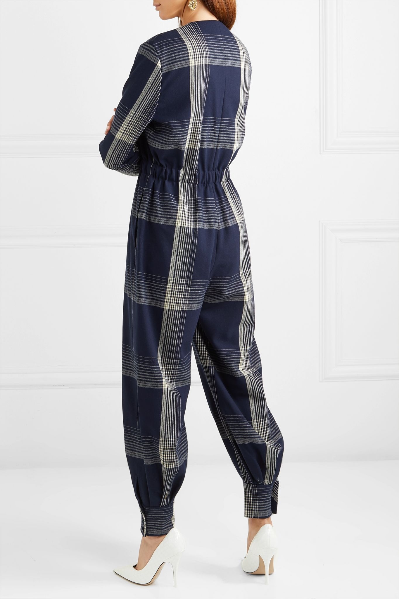 Checked wool-blend jumpsuit - 4