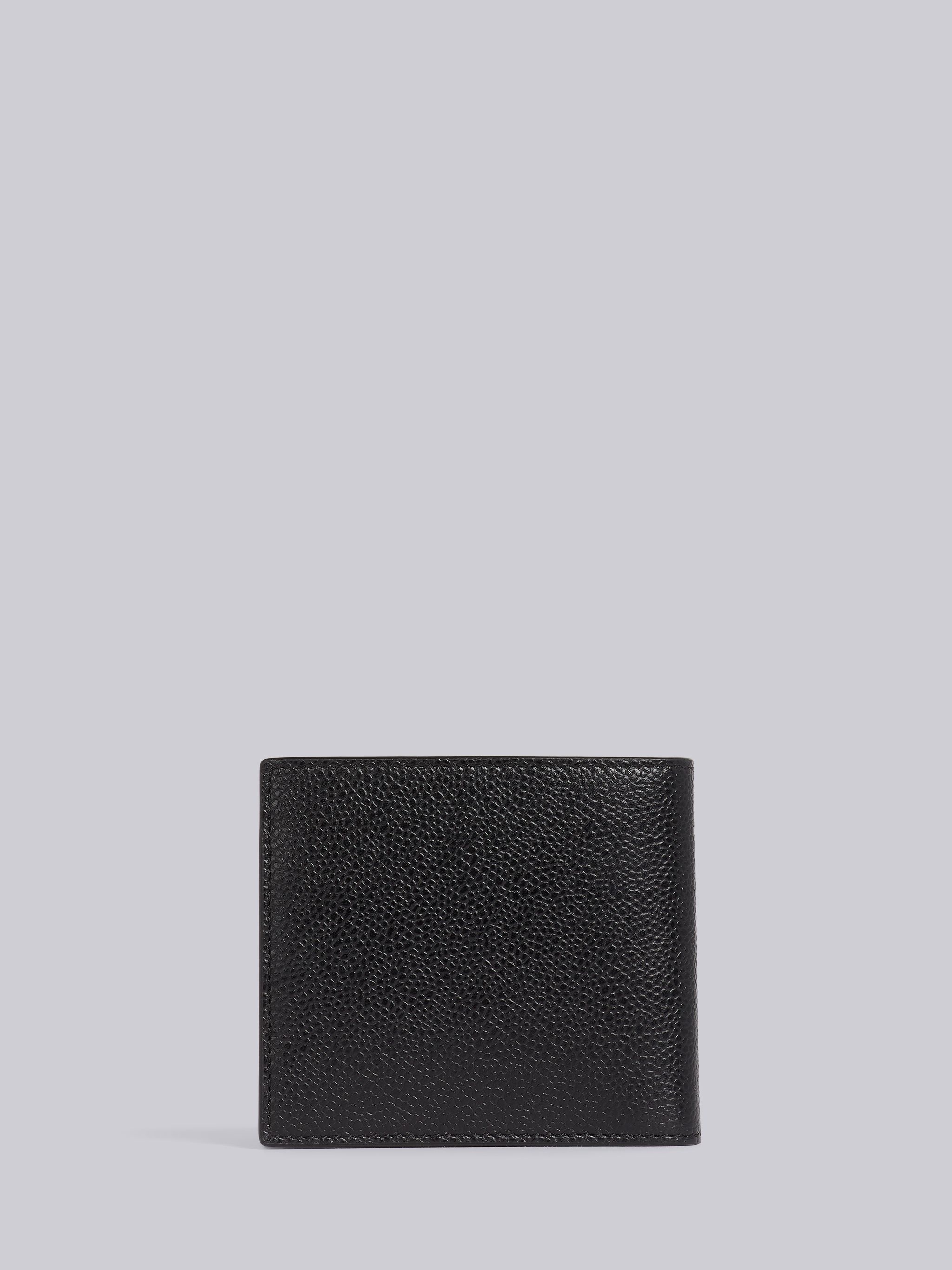 Black Pebble Grain Leather Debossed 4-Bar Billfold - 4