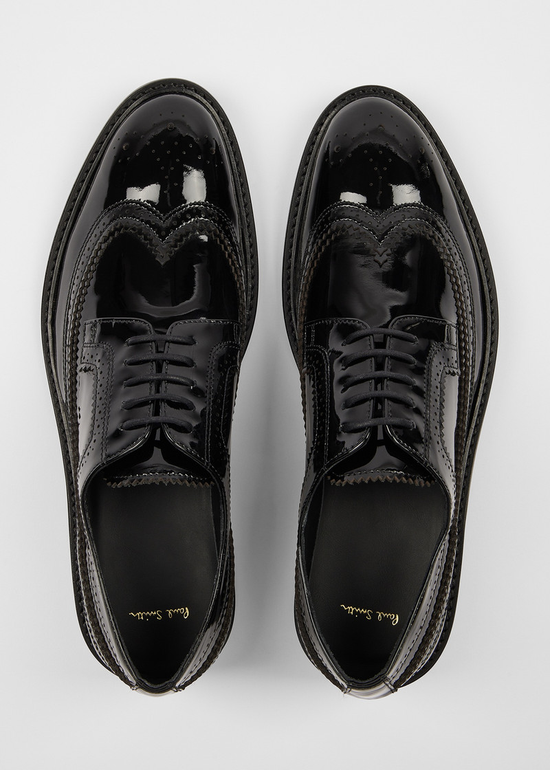 Paul Smith Women's Black 'Fuentes' Patent Leather Brogues outlook