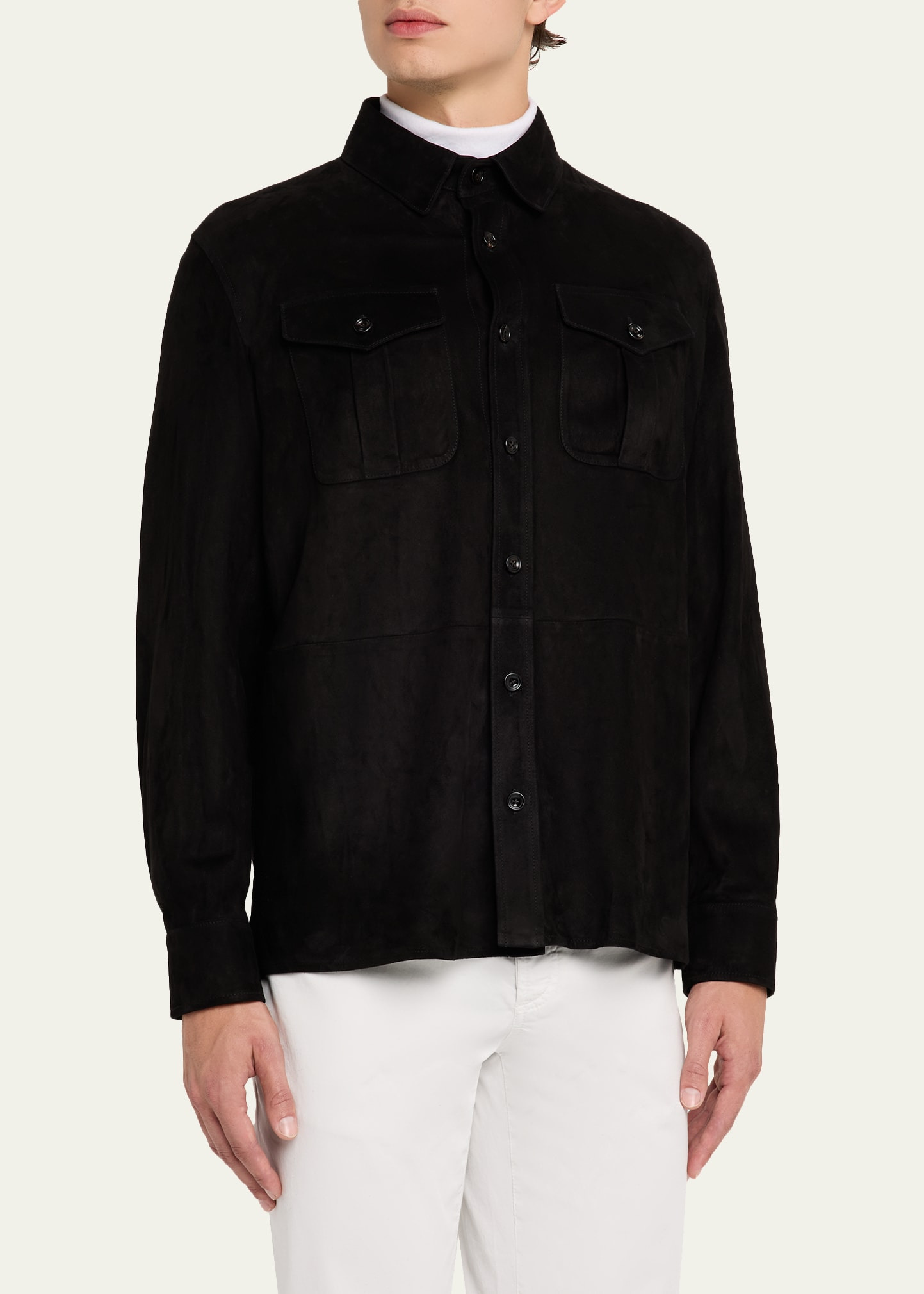 Men's Barron Suede Flap-Pocket Overshirt - 4