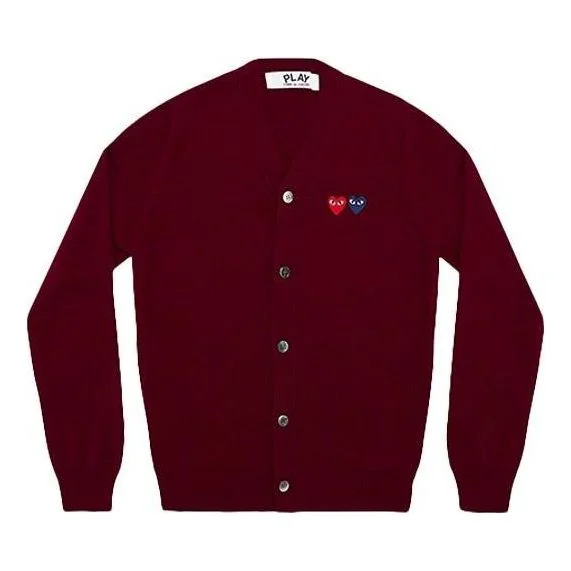 COMME des GARCONS PLAY Cardigan With Double Emblems 'Burgundy' AZ-N058-051-4 - 1