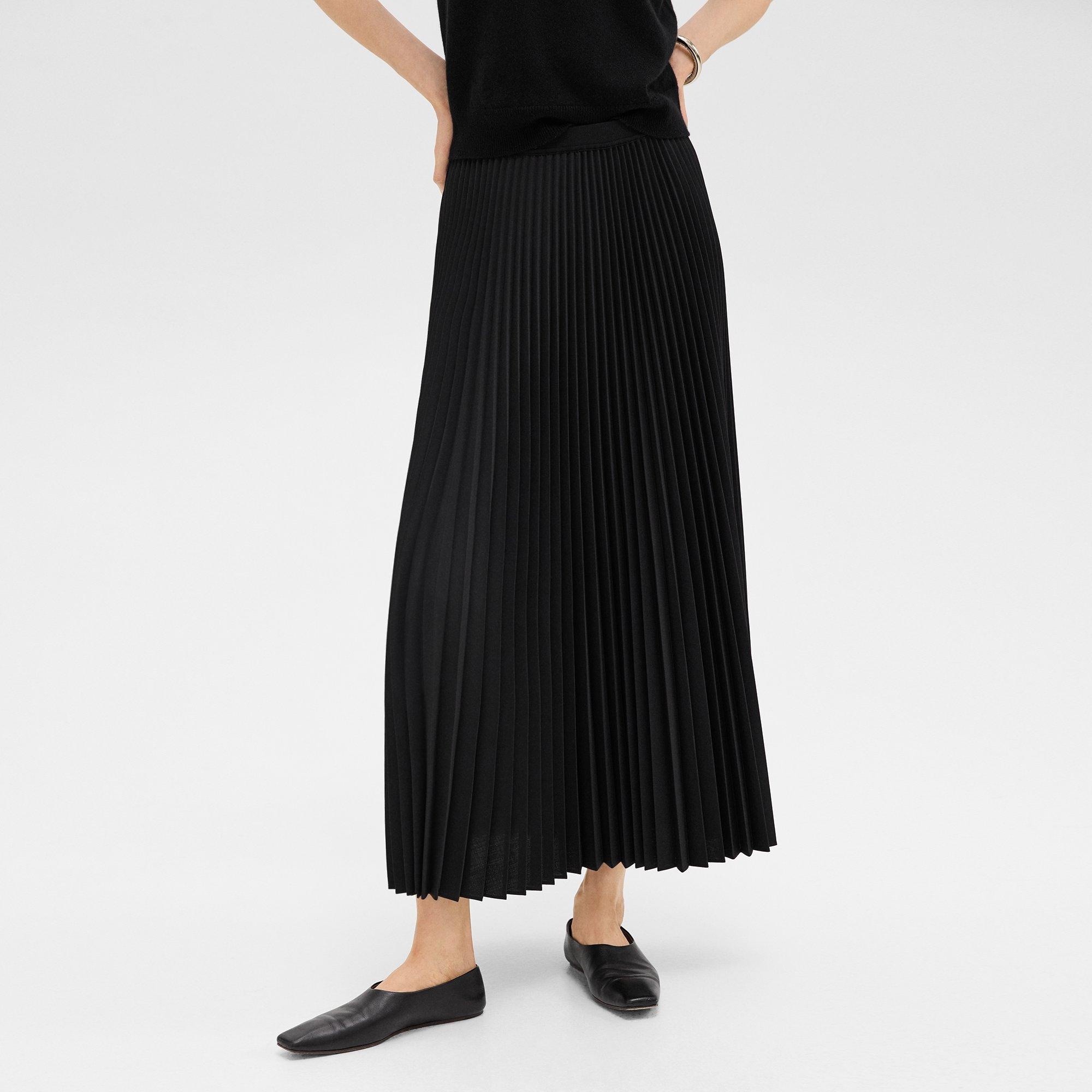 Pleated Pull-On Skirt in Stretch Wool-Blend - 5
