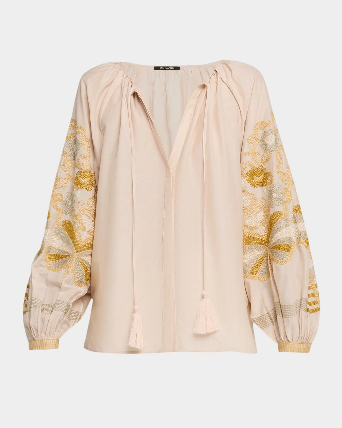 Addie Embroidered Cotton-Silk Blouse - 1