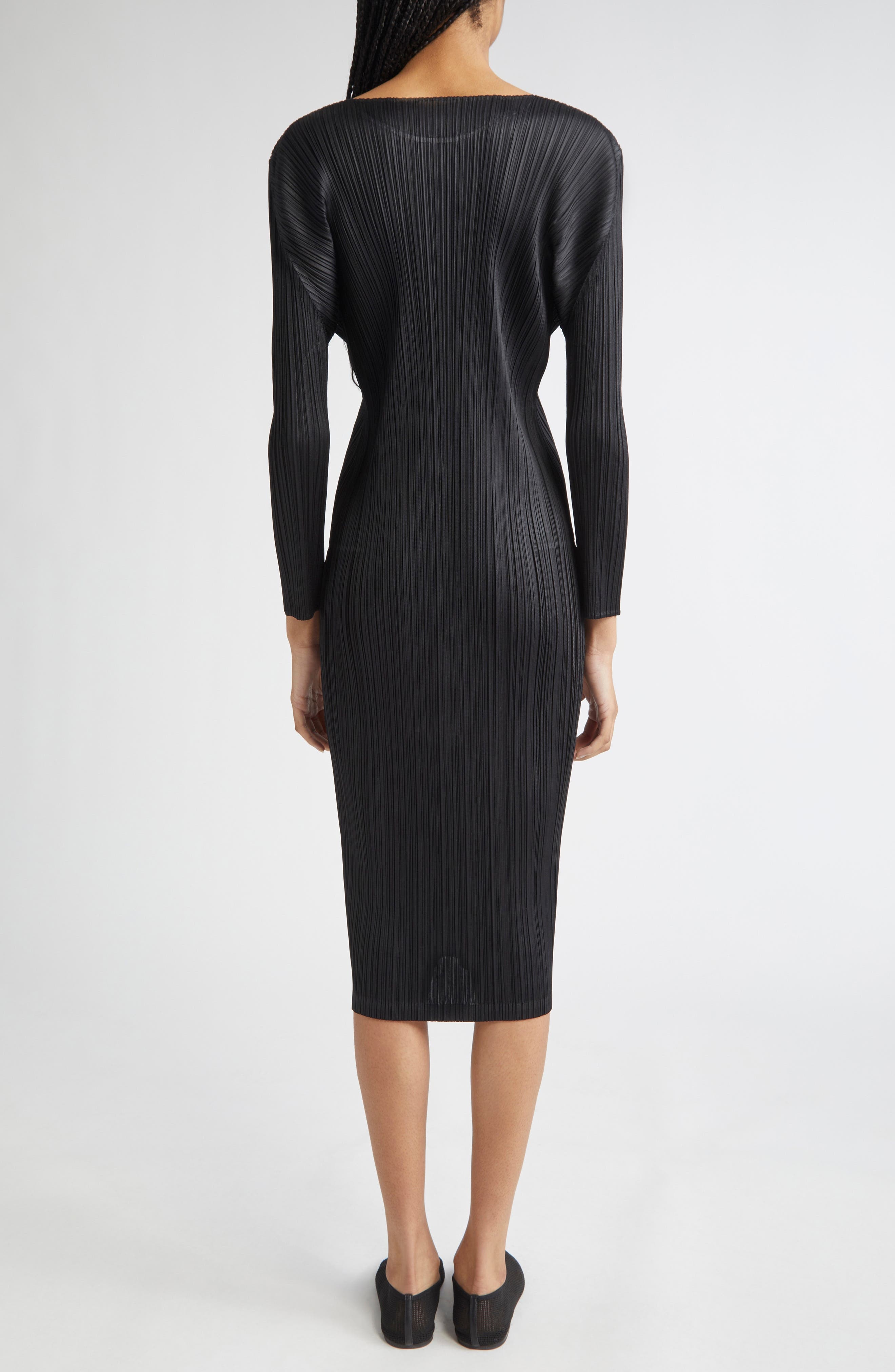 Pleats Please Issey Miyake Monthly Colors February Pleated Long Sleeve Midi Dress in Black at Nordst - 2
