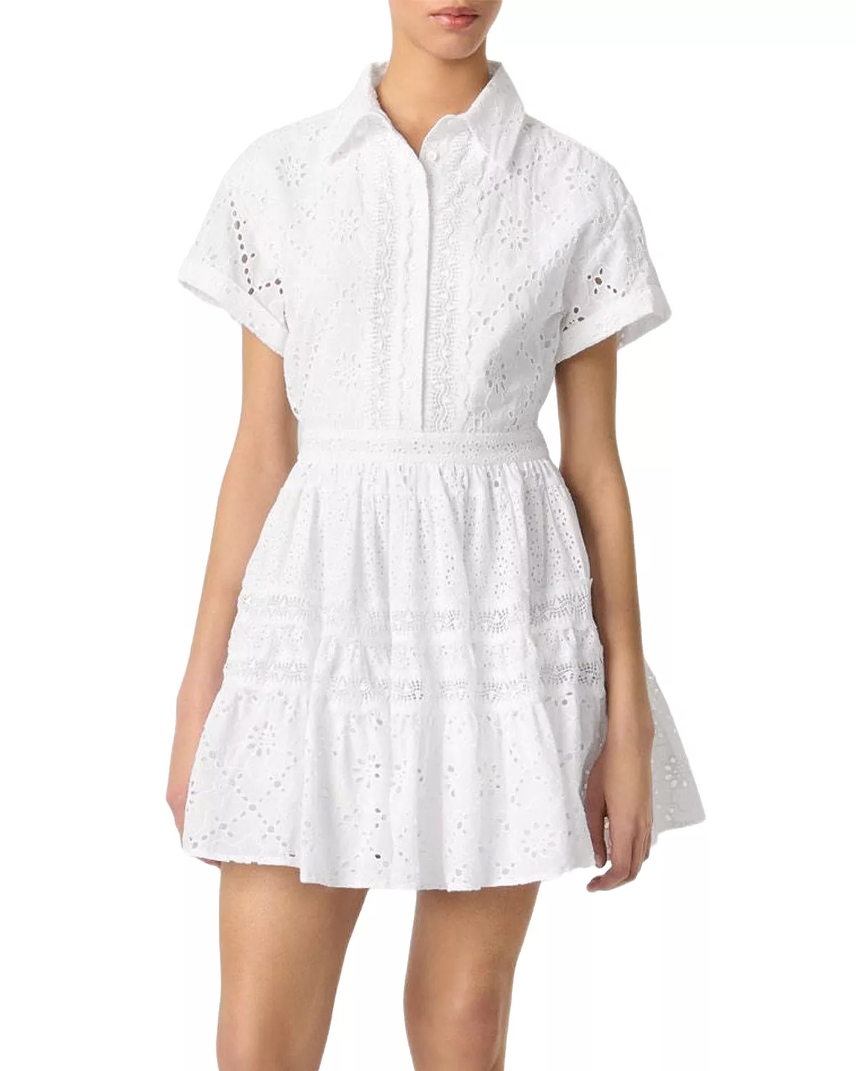 Embroidered Babydoll Dress - 1