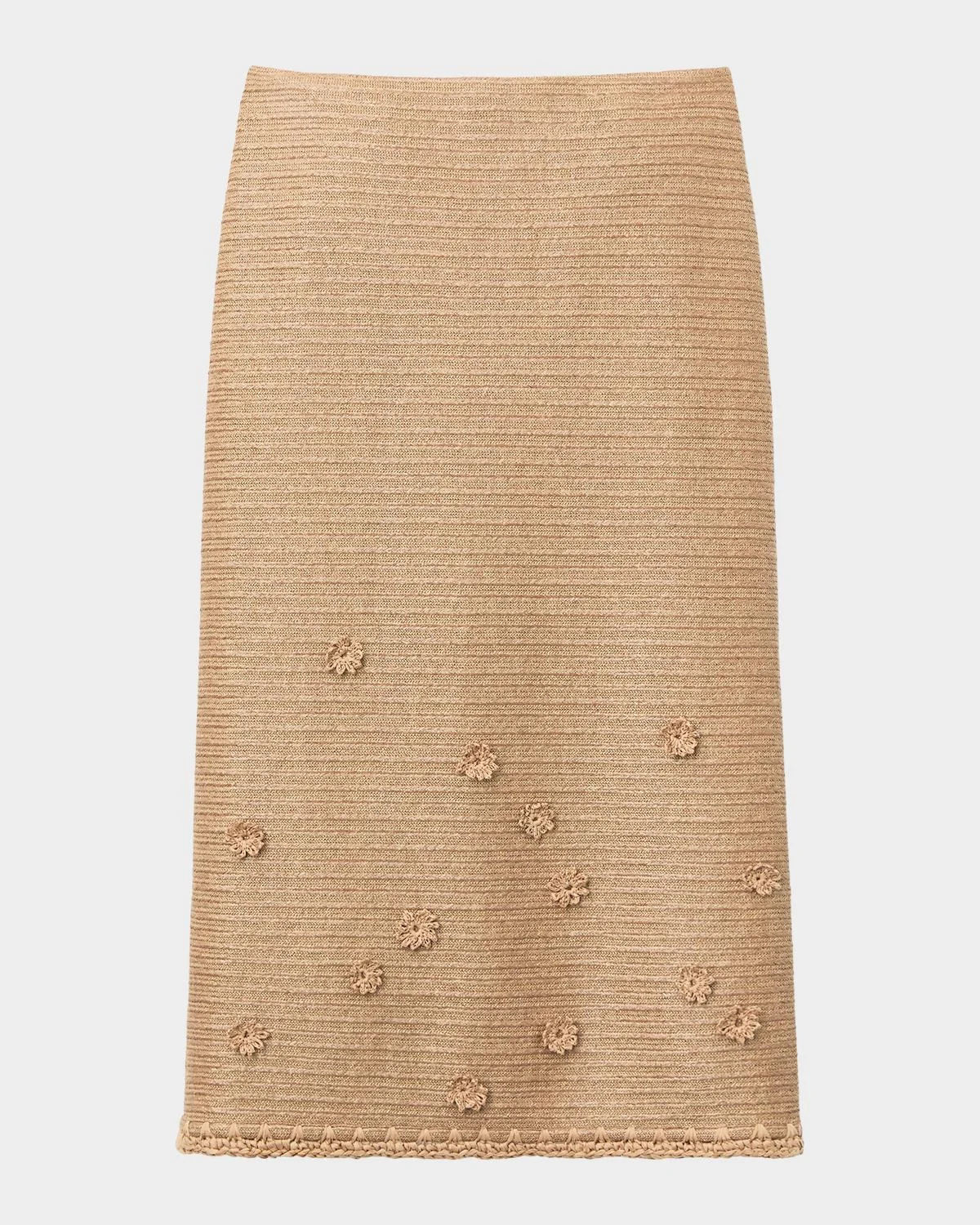 Raffia-Effect Jersey Knit Midi Skirt - 1