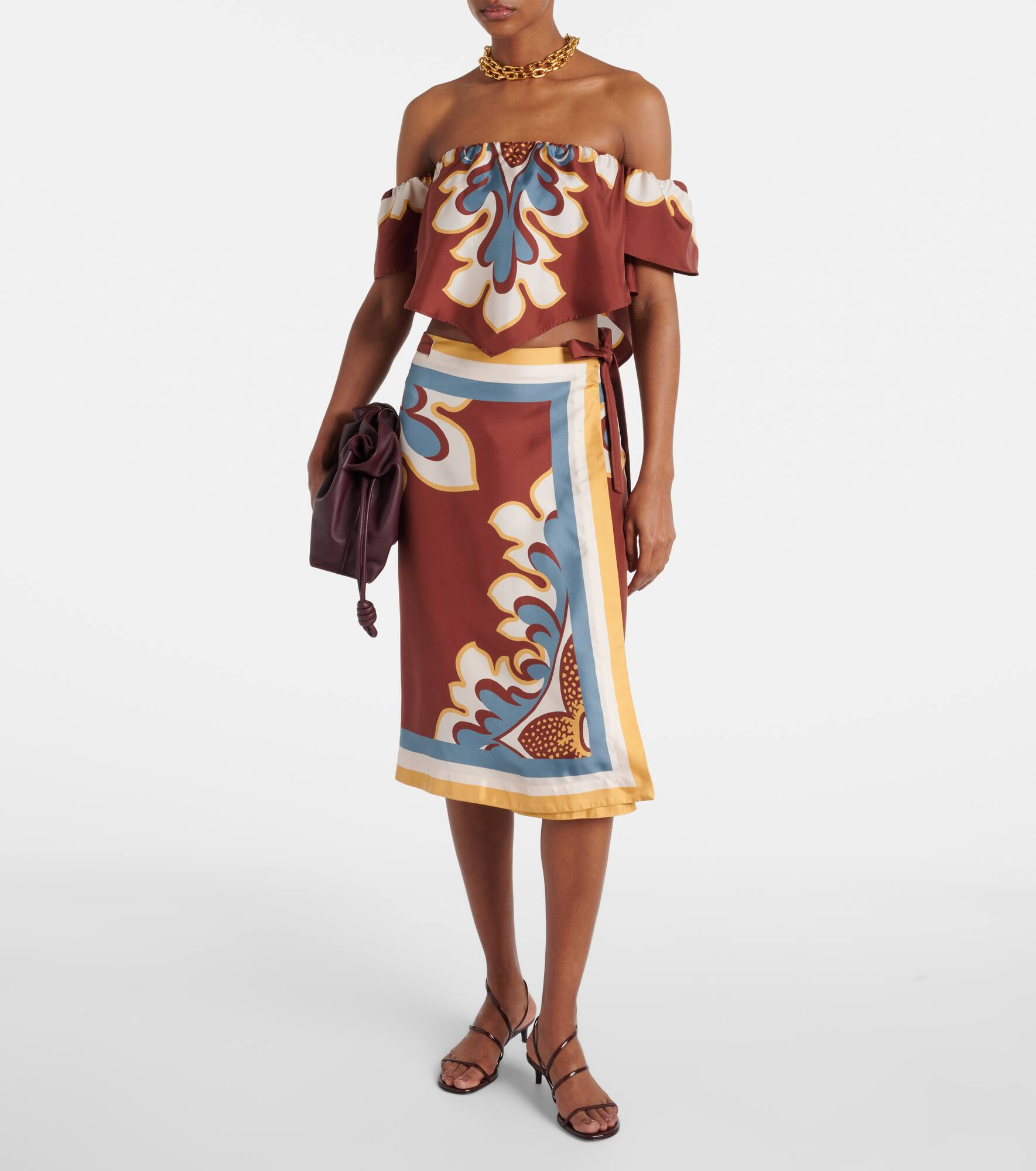Printed silk wrap skirt - 2