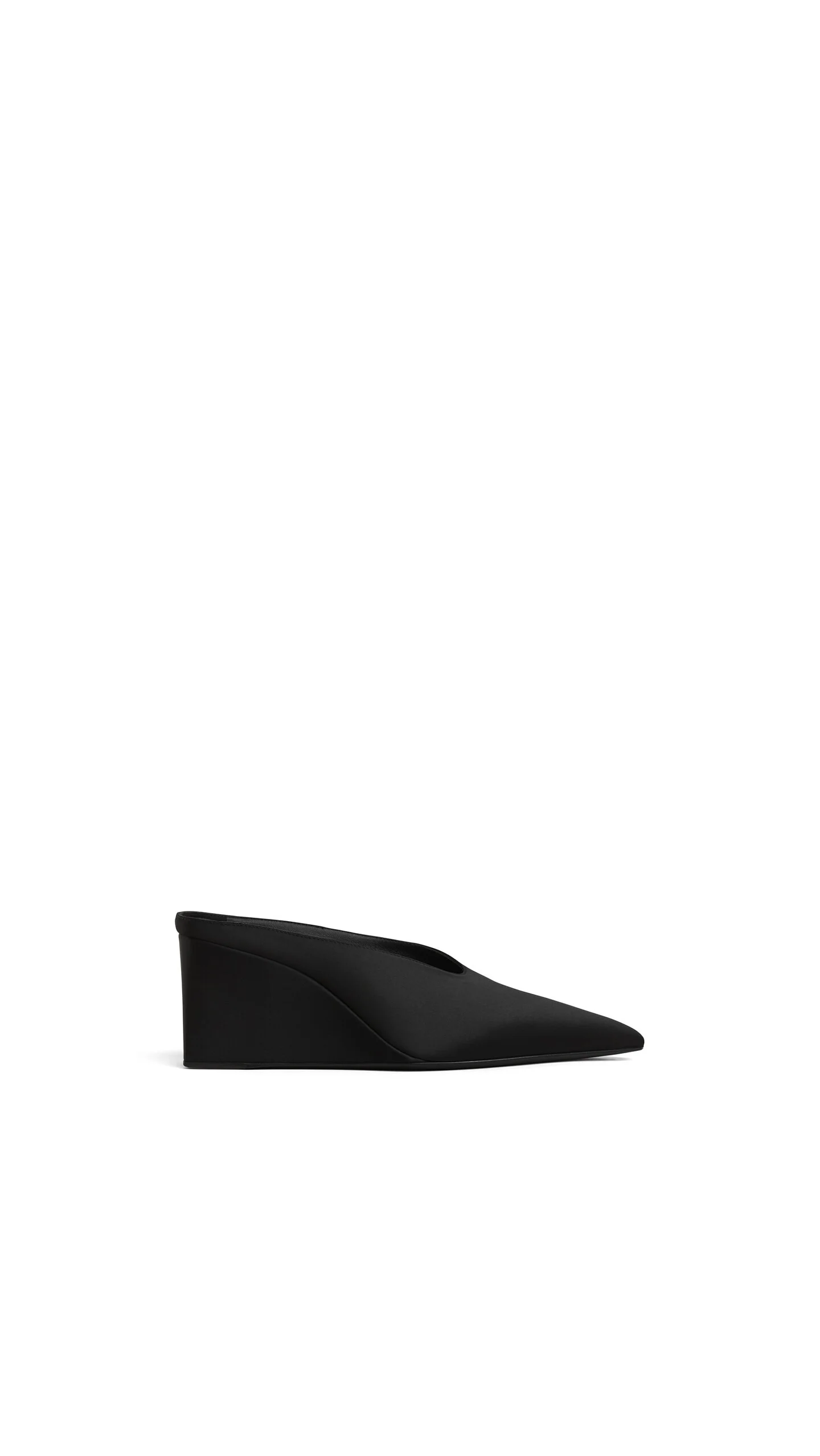CUBE WEDGE MULES IN SATIN - 1